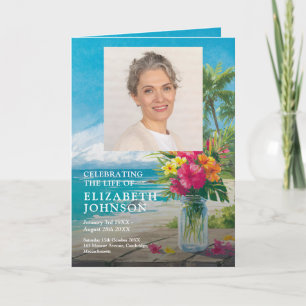 Beach Floral Funeral Memorial Order Of Service Programme