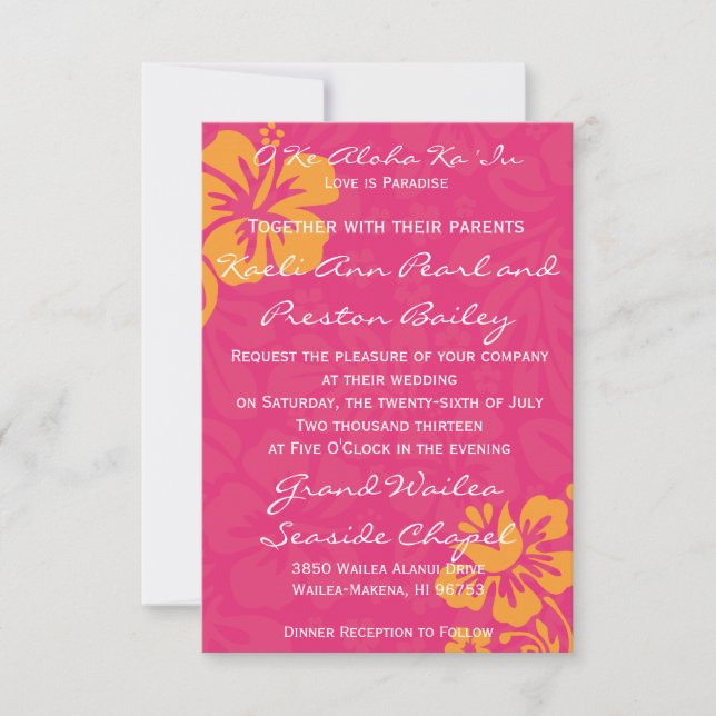 Beach Flowers - Azalea/Orange Invitation (Front)