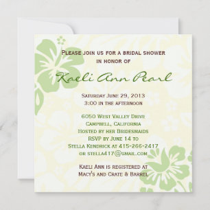 Beach Flowers Bridal Shower - Green Invitation