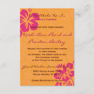 Beach Flowers - Orange/Fuschia (5x7) Invitation