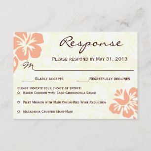 Beach Flowers RSVP - Coral Card