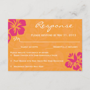 Beach Flowers RSVP - Orange & Fuschia