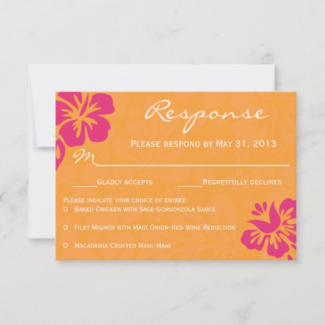 Beach Flowers RSVP - Orange & Fuschia (Front)