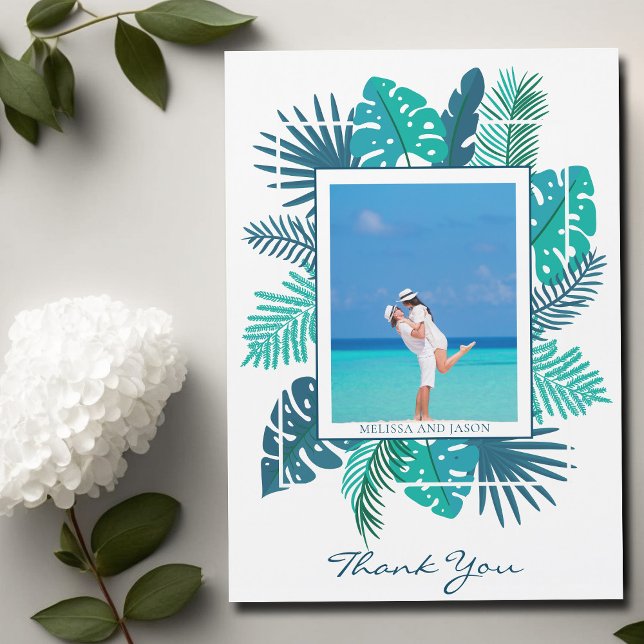 Beach Foliage Wedding Photo Thank You Magnet Card (Creator Uploaded)