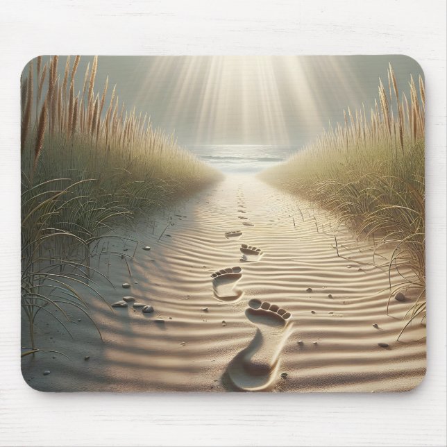 Beach Footprints In Sand Mouse Pad (Front)