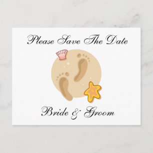 Beach Footprints Save The Date Announcement Postcard