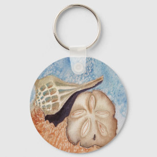 Beach Footprints & Seashells Keychain