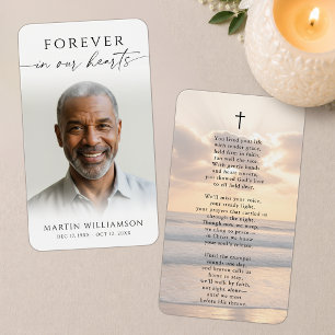 Beach Forever Hearts Cross Memorial Prayer Card