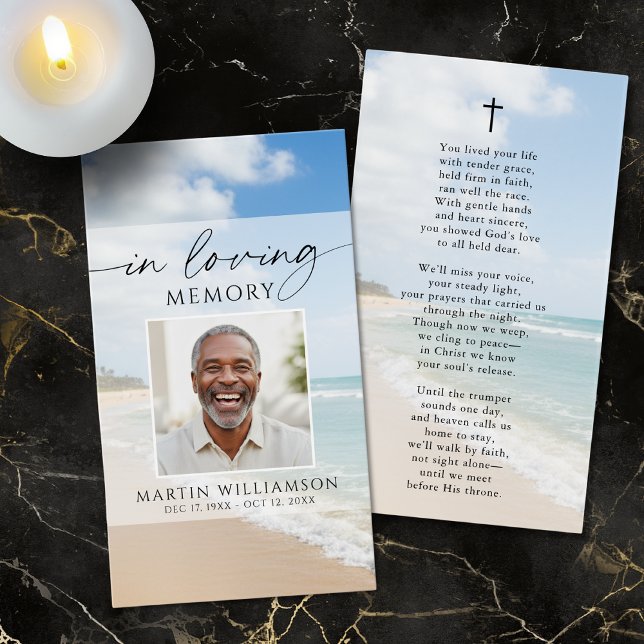 Beach Forever Hearts Photo Poem Cross Prayer Card (Creator Uploaded)