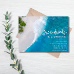 Beach Free Drinks Wedding Photo Save the Date<br><div class="desc">Gorgeous beach wedding save the date cards for your destination, island or beach wedding in a cute "Free drinks and a wedding" design. Customise the front with your wedding details and add a photo to the back. If you have a vertical photo you'd like to use instead of a horizontal,...</div>