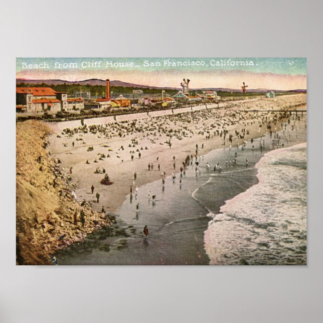 Beach from Cliff House, San Francisco Vintage Poster (Front)