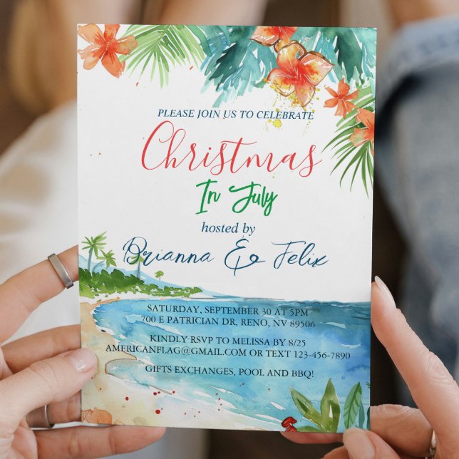 Beach Front I Christmas In July Invitation (Creator Uploaded)