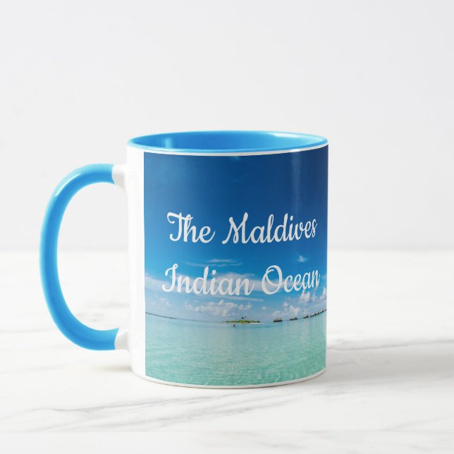 Beach Front Maldives Indian Ocean Mug (Left)