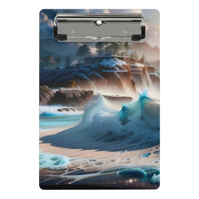 Beach Front Ocean Waves Landscape 1 Mini Clipboard (Front)