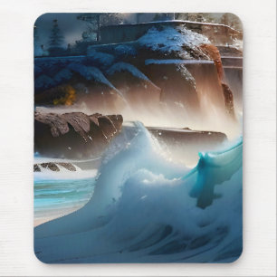 Beach Front Ocean Waves Landscape 1 Mouse Pad
