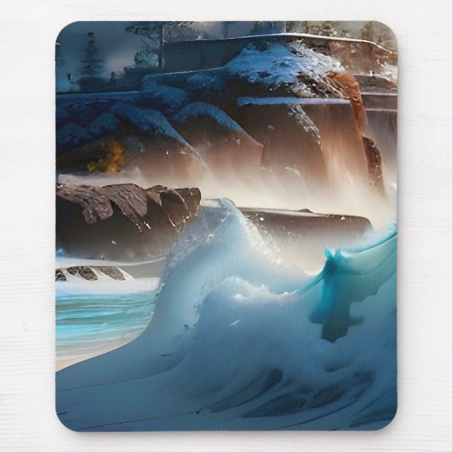 Beach Front Ocean Waves Landscape 1 Mouse Pad (Front)