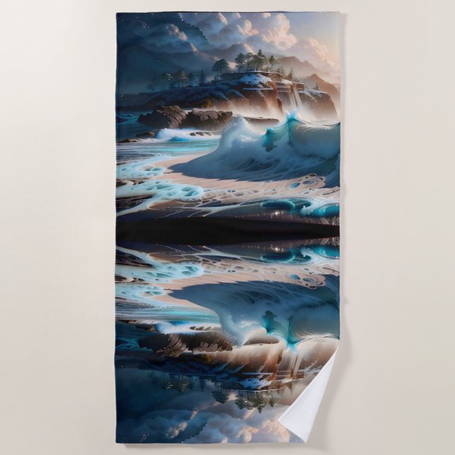 Beach Front Ocean Waves Landscape 1 Towel (Front)