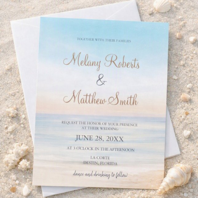 Beach Front Seaside Beach Themed Wedding Invitation (Creator Uploaded)