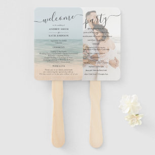 Beach Front Vintage Hawaiian Wedding Program Hand Fan