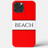 BEACH Fun Bold Bright Red White Summer Stripes