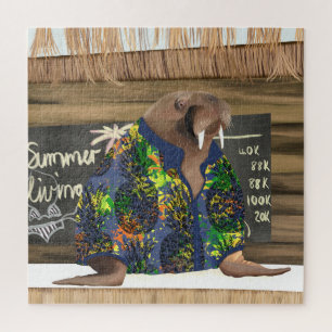 Beach Fun Hawaiian Walrus Jigsaw Puzzle