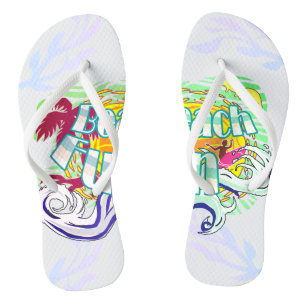 Beach Fun Surfer White Flip Flops