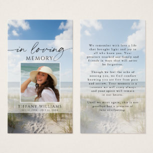 Beach Funeral In Loving Memory Photo Prayer Card
