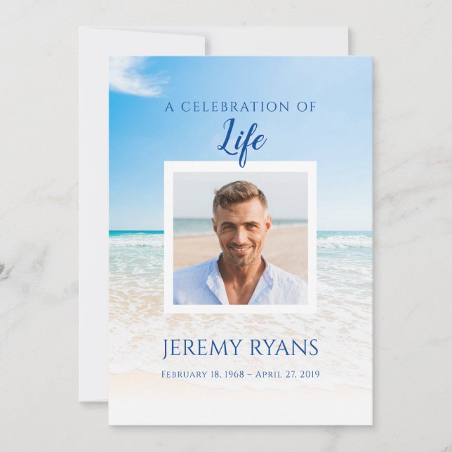 Beach Funeral Memorial Card (Front)