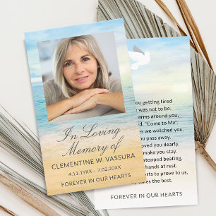 Beach Funeral Memorial Prayer Photo Card