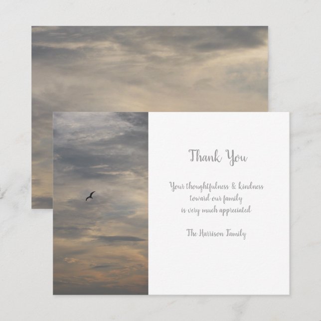Beach Funeral / Memorial Thank You Flat Note Card (Front/Back)
