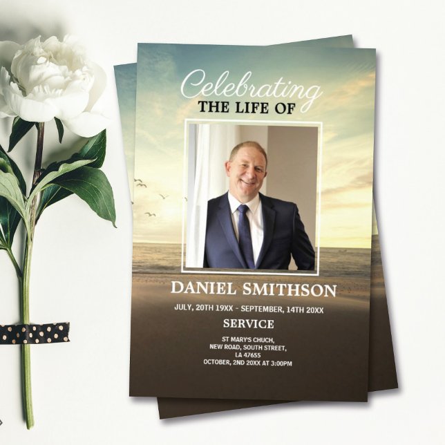 Beach Funeral Service Program Celebration of Life  Flyer (Creator Uploaded)