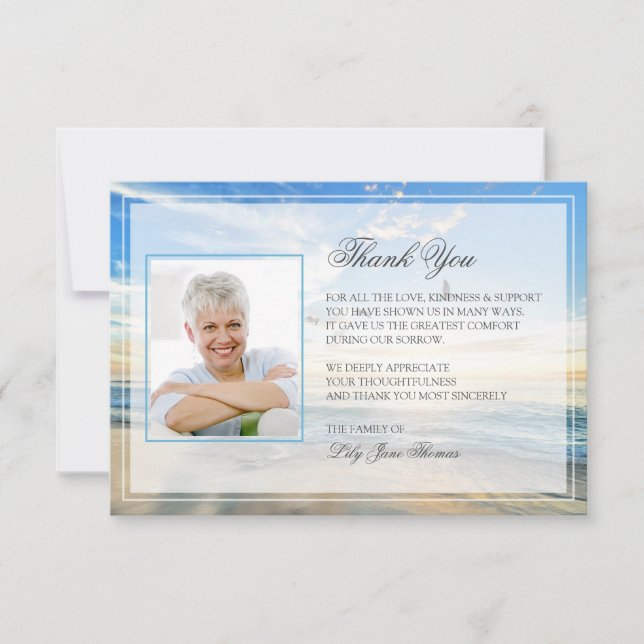 Beach Funeral Thank You Card | Memorial Card (Front)