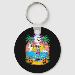 Beach Funny Halloween Vibes Summerween Skeleton Gh Key Ring