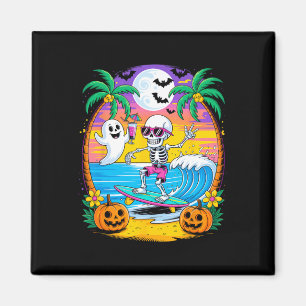 Beach Funny Halloween Vibes Summerween Skeleton Gh Magnet