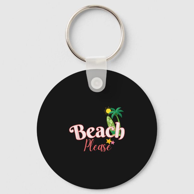 Beach funny summer vacation graphic cute seaside key ring (Front)