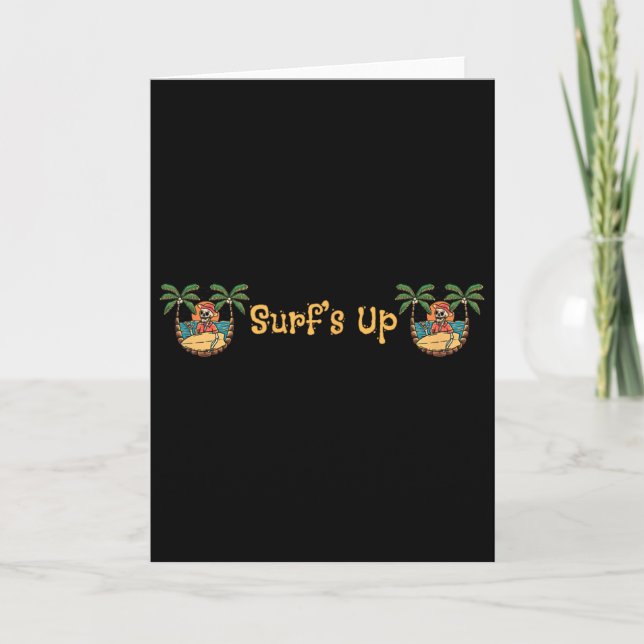 Beach Funny Sun Surfing Skeleton Jacksonville Beac Card (Front)