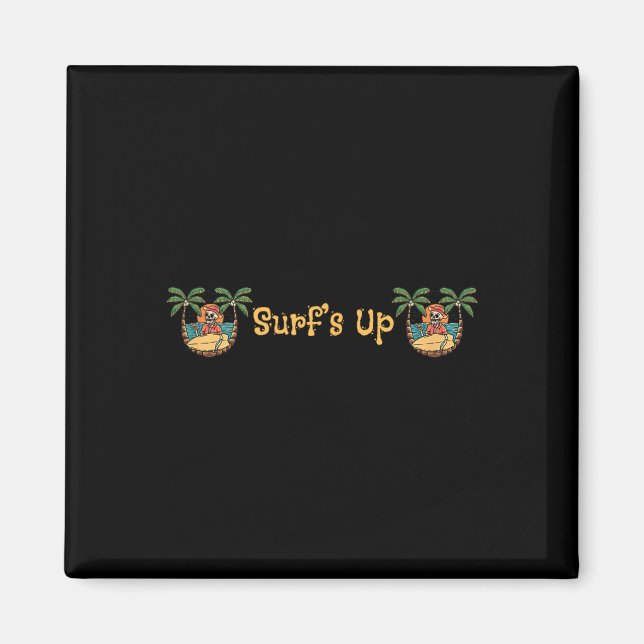 Beach Funny Sun Surfing Skeleton Jacksonville Beac Magnet (Front)