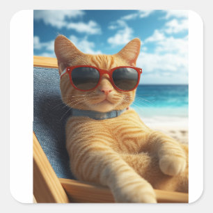 BEACH GINGER CAT STICKERS