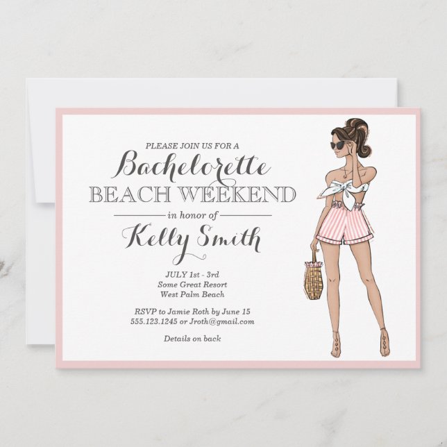 Beach Girl Bachelorette Party Invitation (Front)