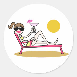 Beach Girl Classic Round Sticker