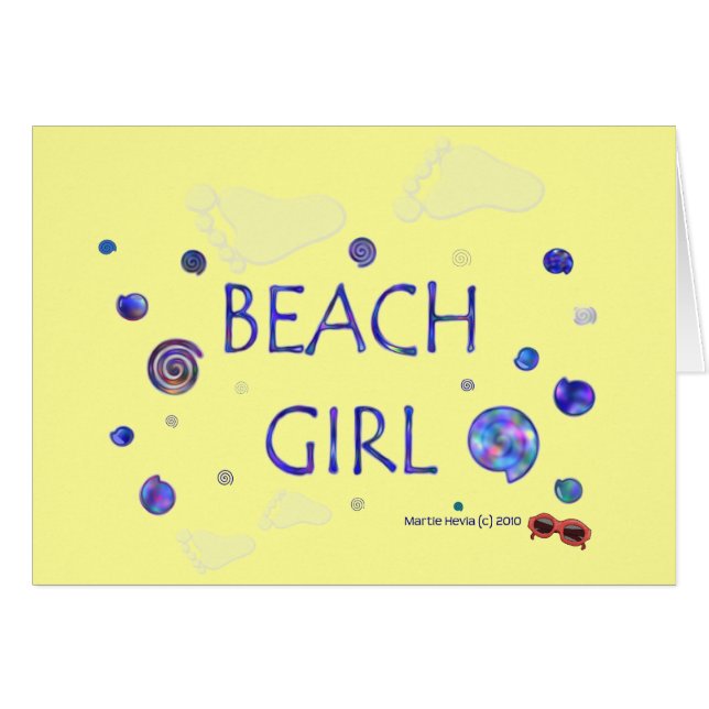 Beach Girl - Footprints & Swirls 2 - Card (Front Horizontal)