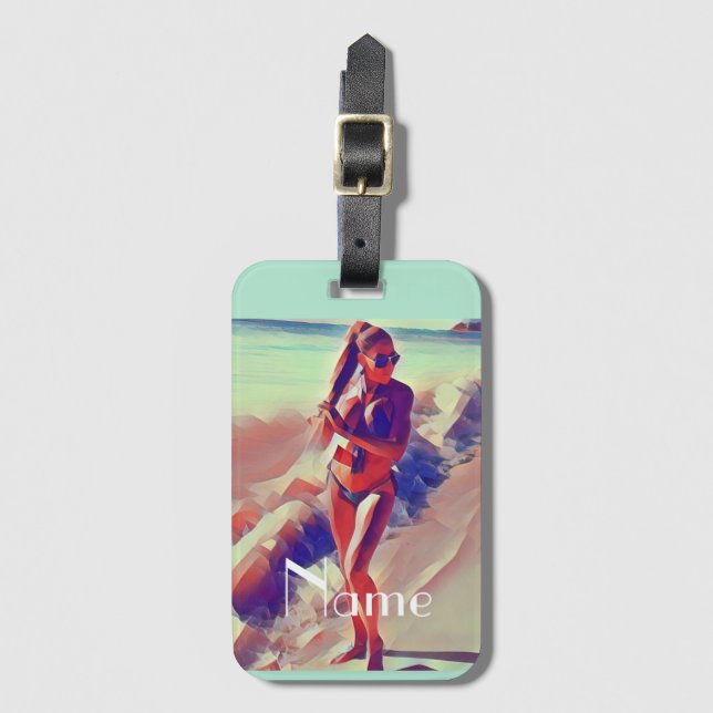 Beach Girl Thunder_Cove Luggage Tag (Front Vertical)