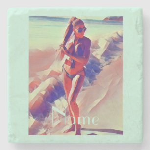 Beach Girl Thunder_Cove Stone Coaster
