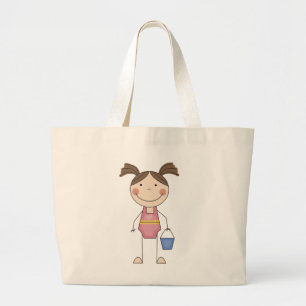 Beach Girl with Bucket Tshirts and Gifts Large Tote Bag