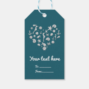 Beach Glam Diamond Heart Elegant Tropical Favour Gift Tags