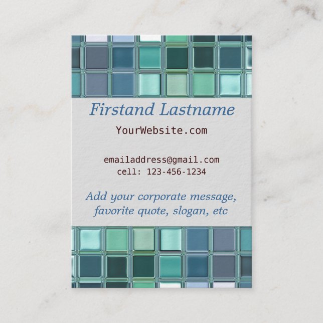 Beach Glass Mosaic Tile Art Business Card (Front)