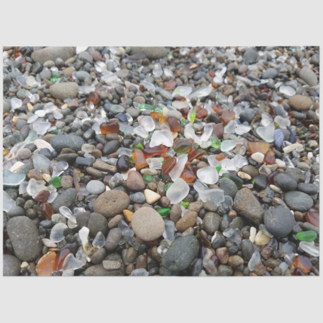 Beach Glass Stones Background Decoupage Tissue Paper (Front)