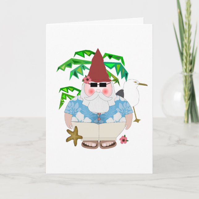 Beach Gnome Greeting Card (Front)