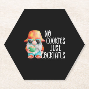 Beach Gnome No Cookies Tropical Paper Coaster