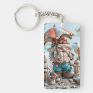 Beach gnome with an umbrella key ring